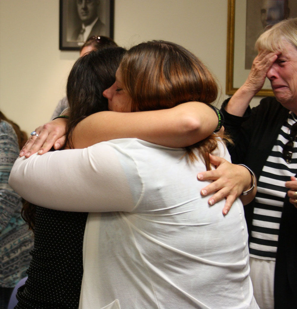 Sisters embrace after verdict